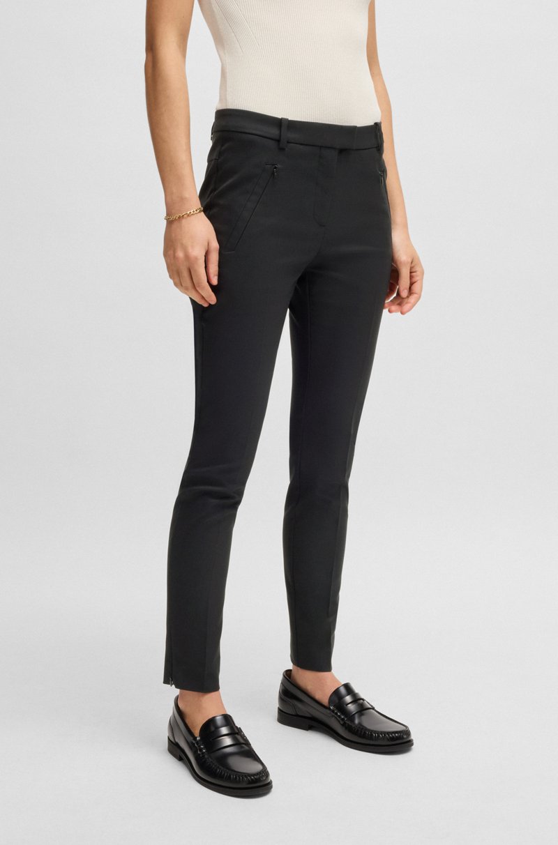 Hugo Boss Pantalones slim fit tobilleros con cremallera en los bajos