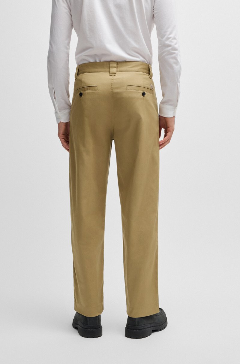 Hugo Boss Pantalones Straight Fit De Sarga De Algodón