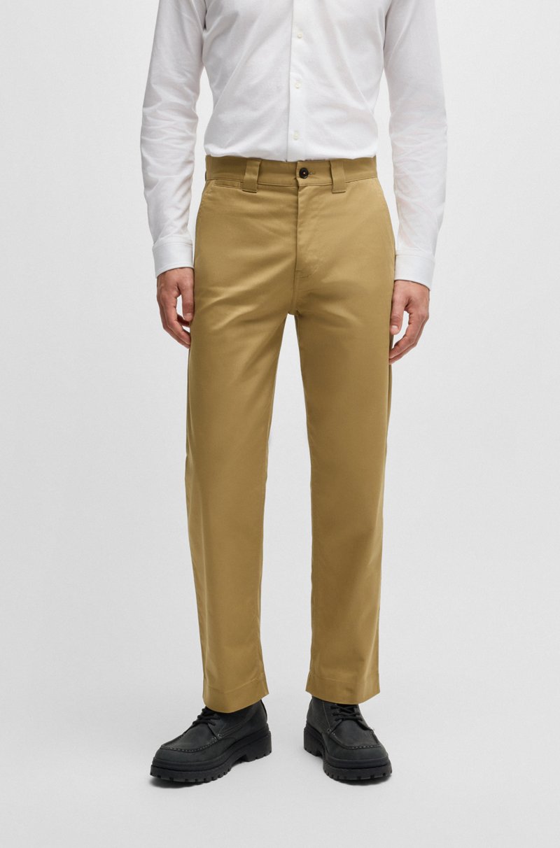 Hugo Boss Pantalones Straight Fit De Sarga De Algodón