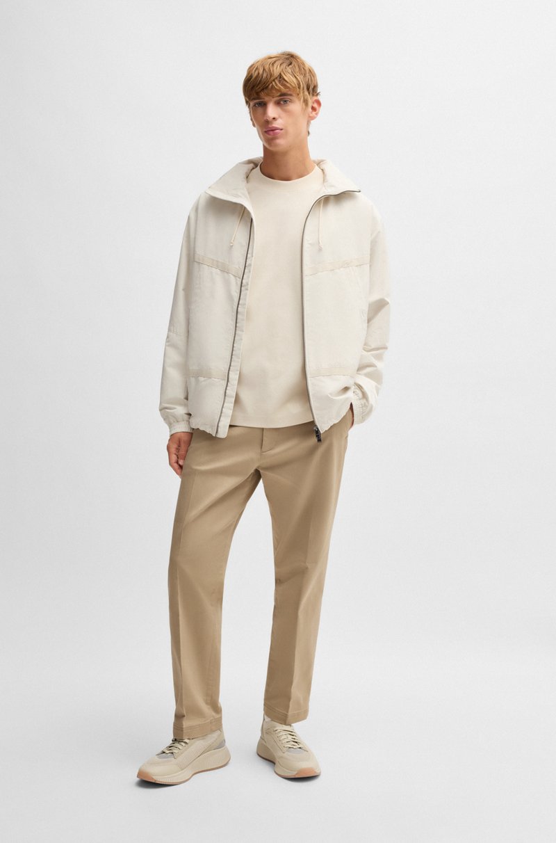 Hugo Boss Pantalones Straight Fit En Dobby De Algodón Elástico