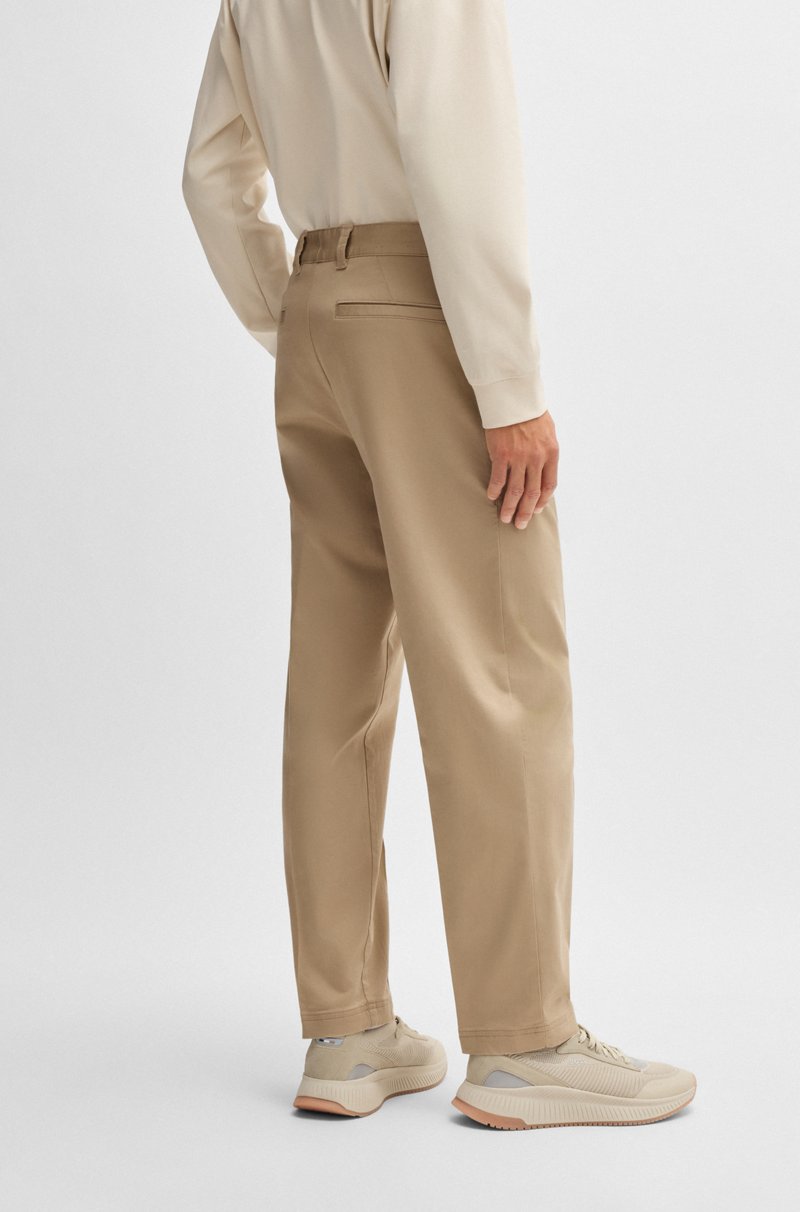 Hugo Boss Pantalones Straight Fit En Dobby De Algodón Elástico