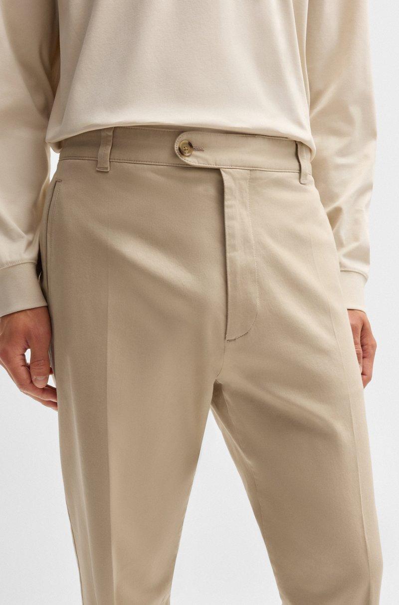 Hugo Boss Pantalones Straight Fit En Dobby De Algodón Elástico