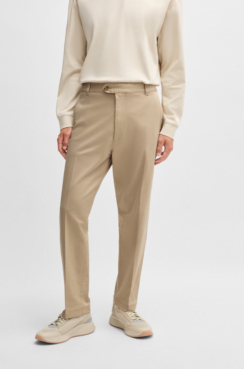 Hugo Boss Pantalones straight fit en dobby de algodón elástico