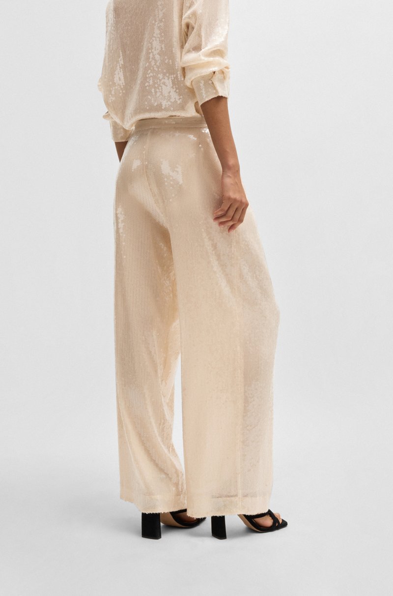 Hugo Boss Pantalones Straight Fit En Tejido Elástico Con Lentejuelas