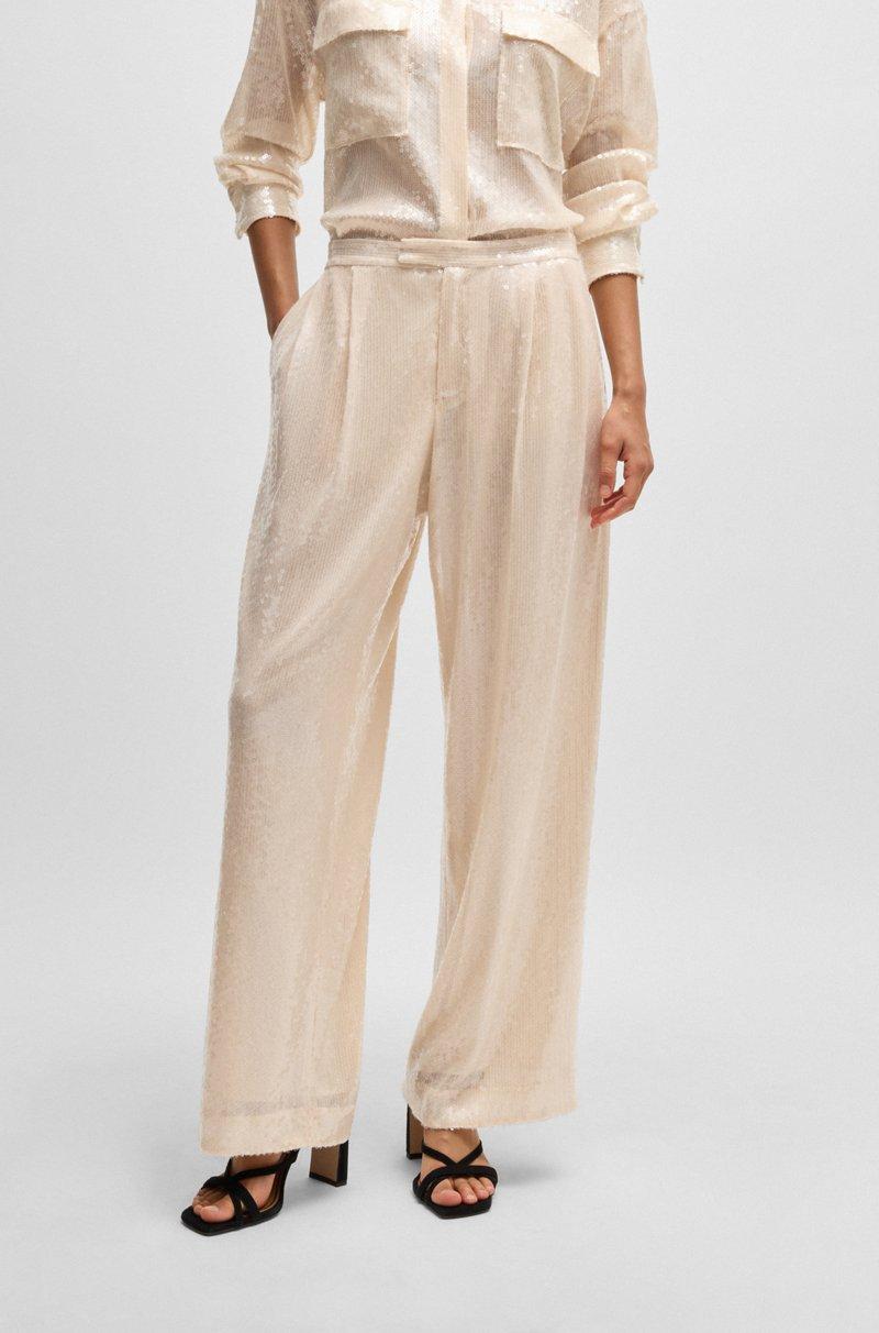 Hugo Boss Pantalones straight fit en tejido elástico con lentejuelas