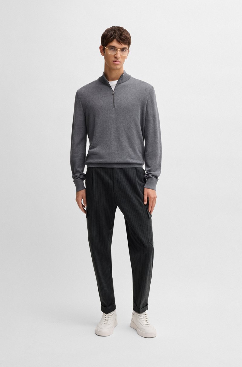 Hugo Boss Pantalones Tapered Fit De Algodón Cepillado A Rayas