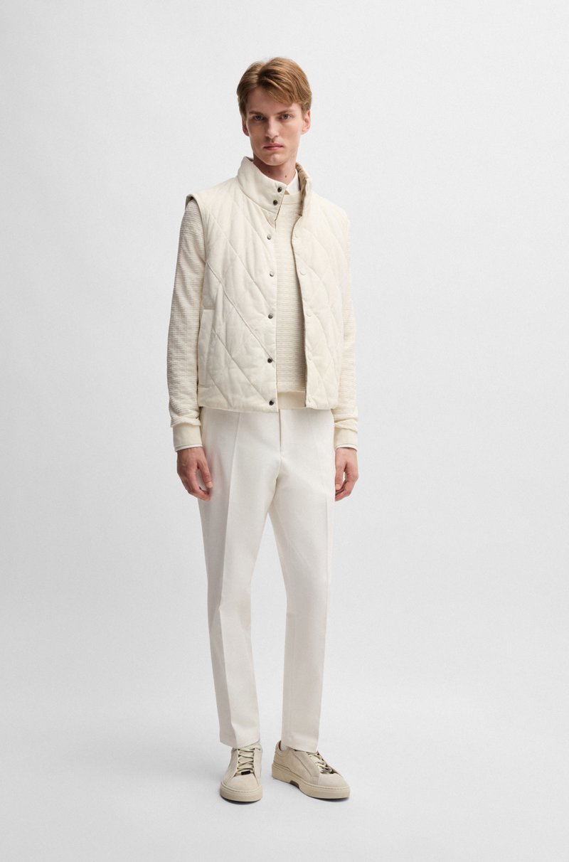 Hugo Boss Pantalones Tapered Fit De Algodón Elástico Con Estructura De Tejido Doble