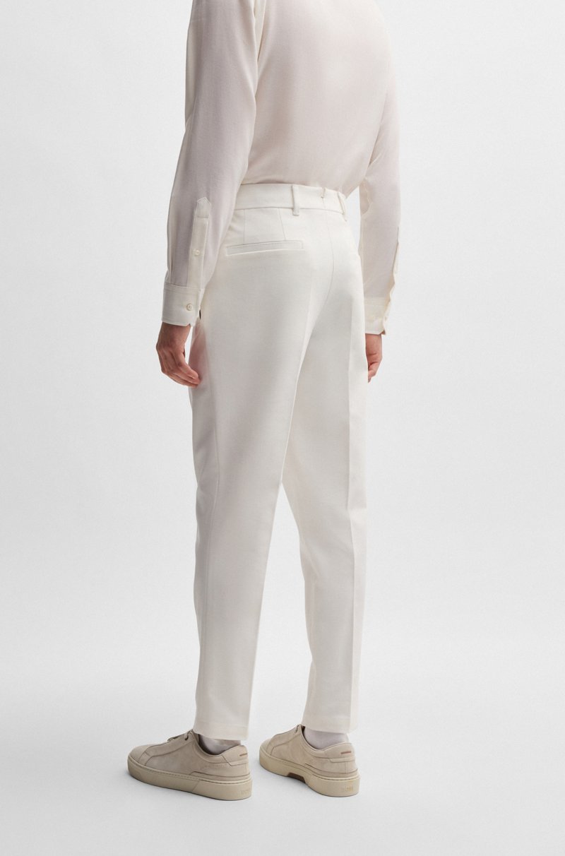 Hugo Boss Pantalones Tapered Fit De Algodón Elástico Con Estructura De Tejido Doble