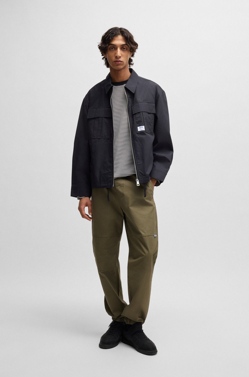 Hugo Boss Pantalones Tapered-fit De Algodón Estructurado