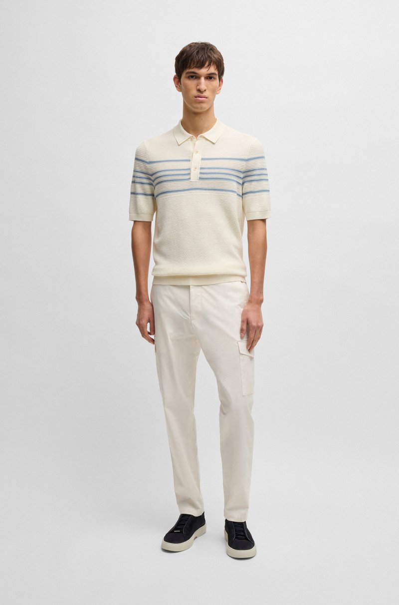 Hugo Boss Pantalones Tapered Fit De Algodón Seda Y Elástico