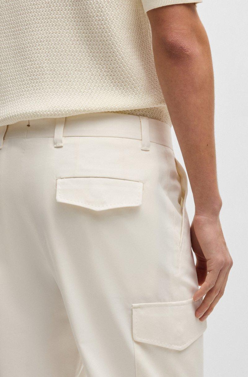 Hugo Boss Pantalones Tapered Fit De Algodón Seda Y Elástico