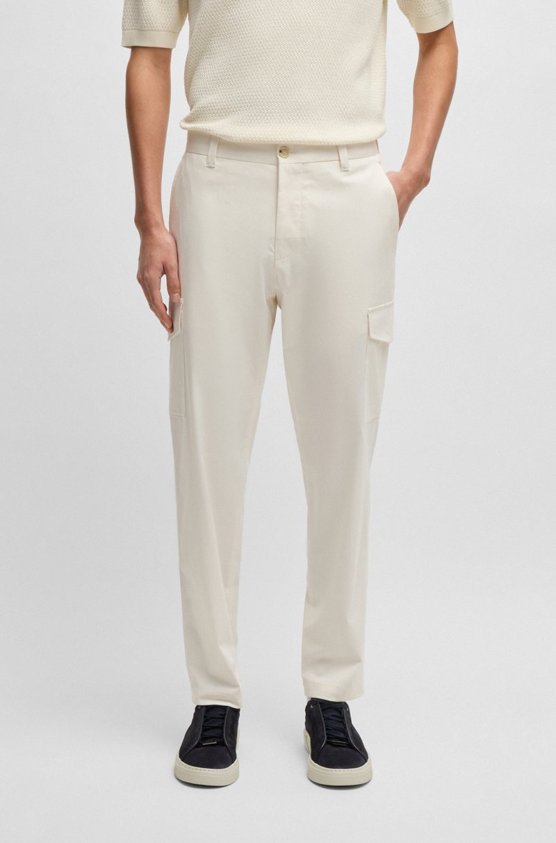 Hugo Boss Pantalones tapered fit de algodón seda y elástico