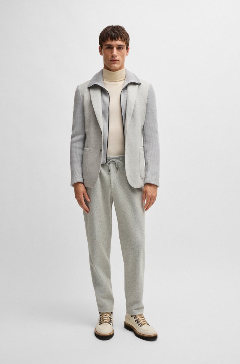 Hugo Boss Pantalones Tapered Fit En Mezcla De Lana Jaspeada