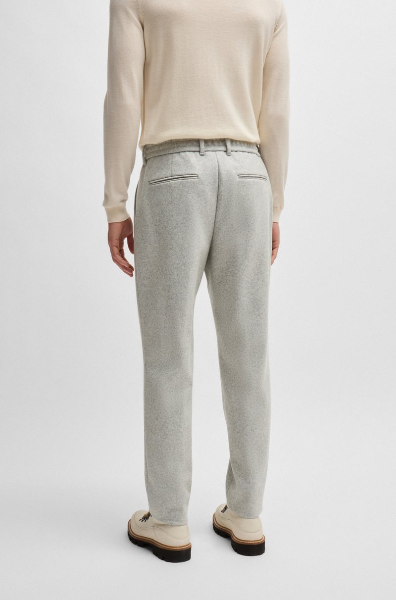 Hugo Boss Pantalones Tapered Fit En Mezcla De Lana Jaspeada