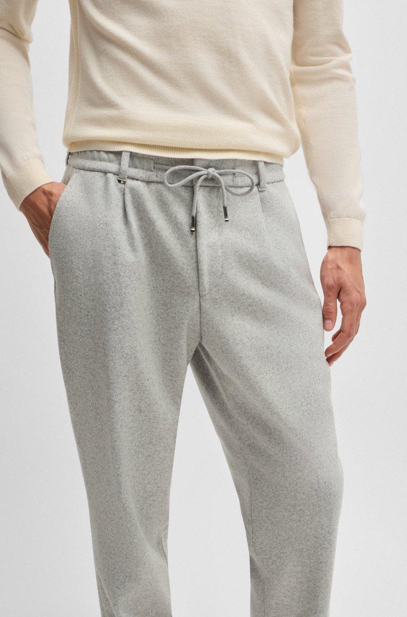 Hugo Boss Pantalones Tapered Fit En Mezcla De Lana Jaspeada