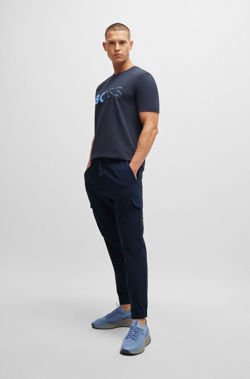 Hugo Boss Pantalones Tapered Fit En Popelín Elástico De Planchado Fácil