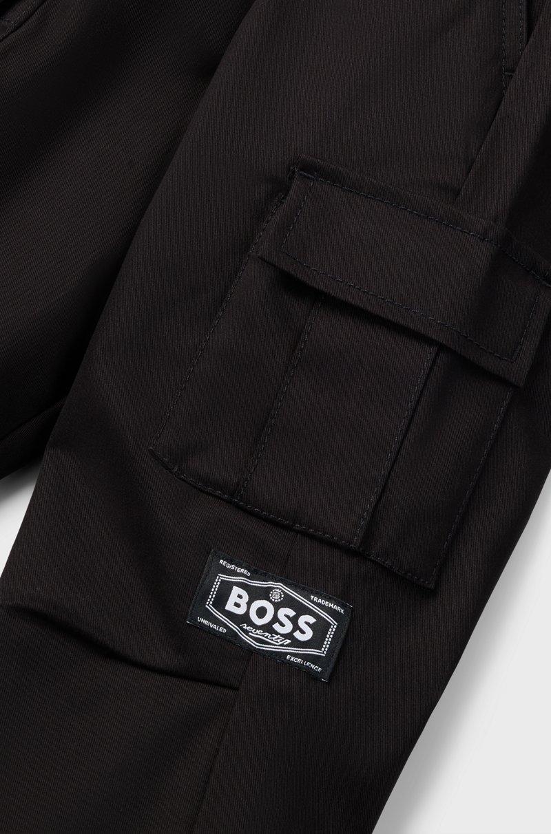 Hugo Boss Pantalones Tapered Fit En Sarga De Algodón Elástico Para Niños