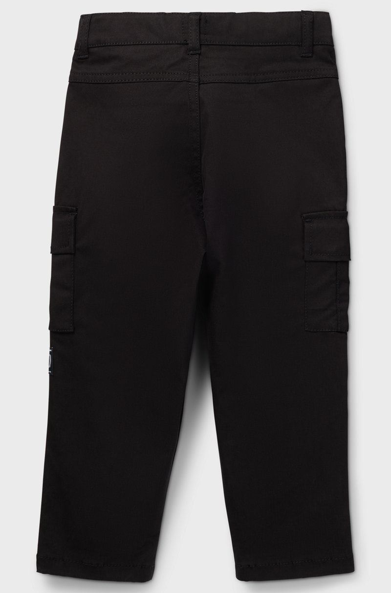 Hugo Boss Pantalones Tapered Fit En Sarga De Algodón Elástico Para Niños