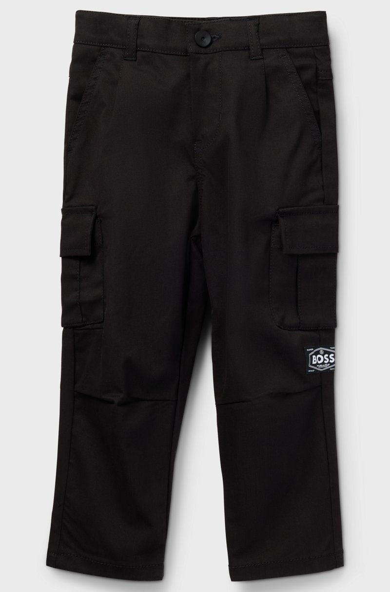 Hugo Boss Pantalones tapered fit en sarga de algodón elástico para niños