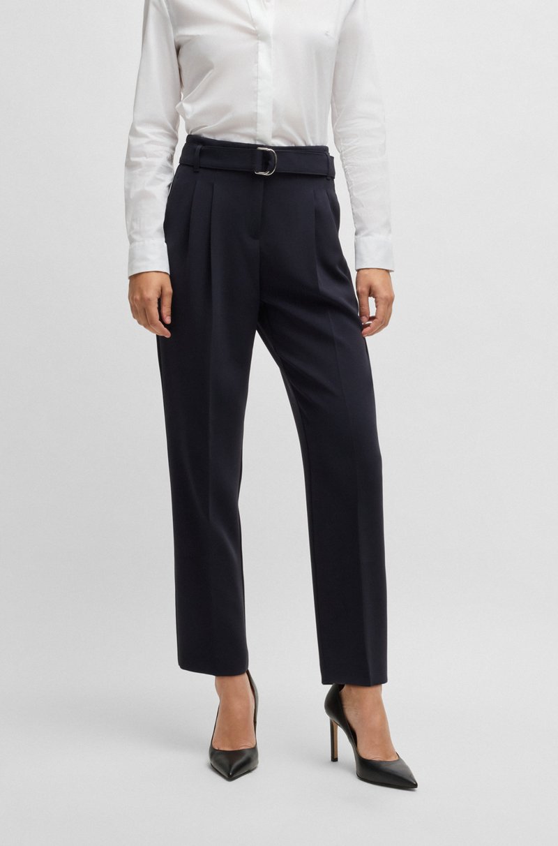 Hugo Boss Pantalones tobilleros regular fit en crepé resistente a las arrugas