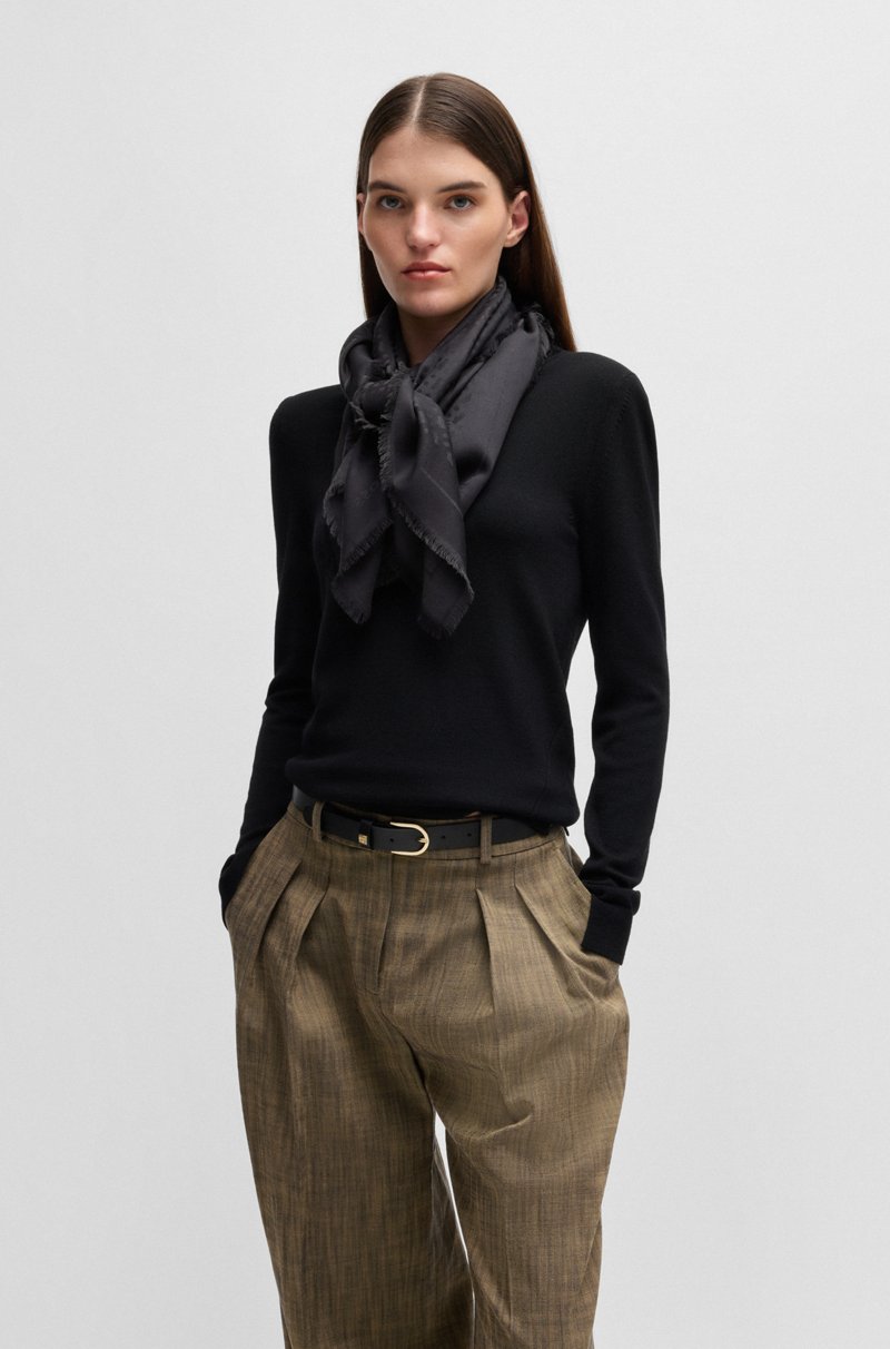 Hugo Boss Pañuelo Con Monogramas En Jacquard De Modal Y Lana