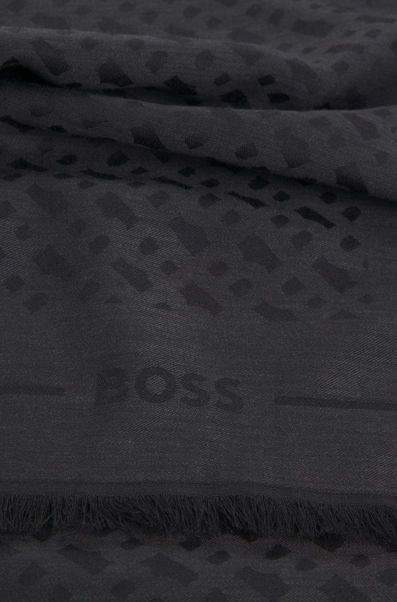 Hugo Boss Pañuelo Con Monogramas En Jacquard De Modal Y Lana