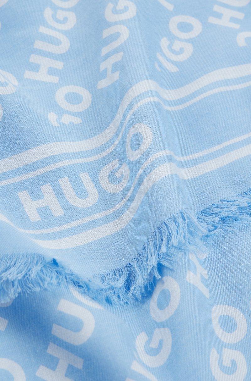 Hugo Boss Pañuelo Cuadrado Con Logo Estampado Y Flecos En Los Bordes