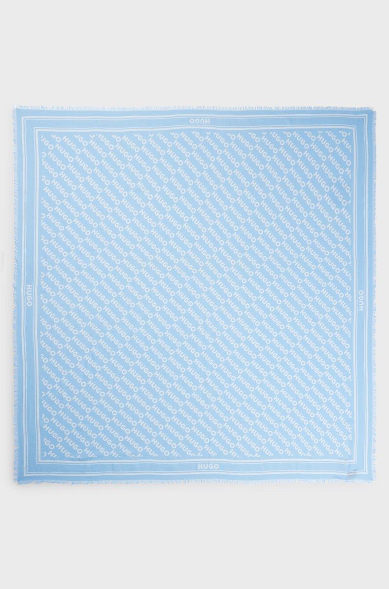 Hugo Boss Pañuelo cuadrado con logo estampado y flecos en los bordes