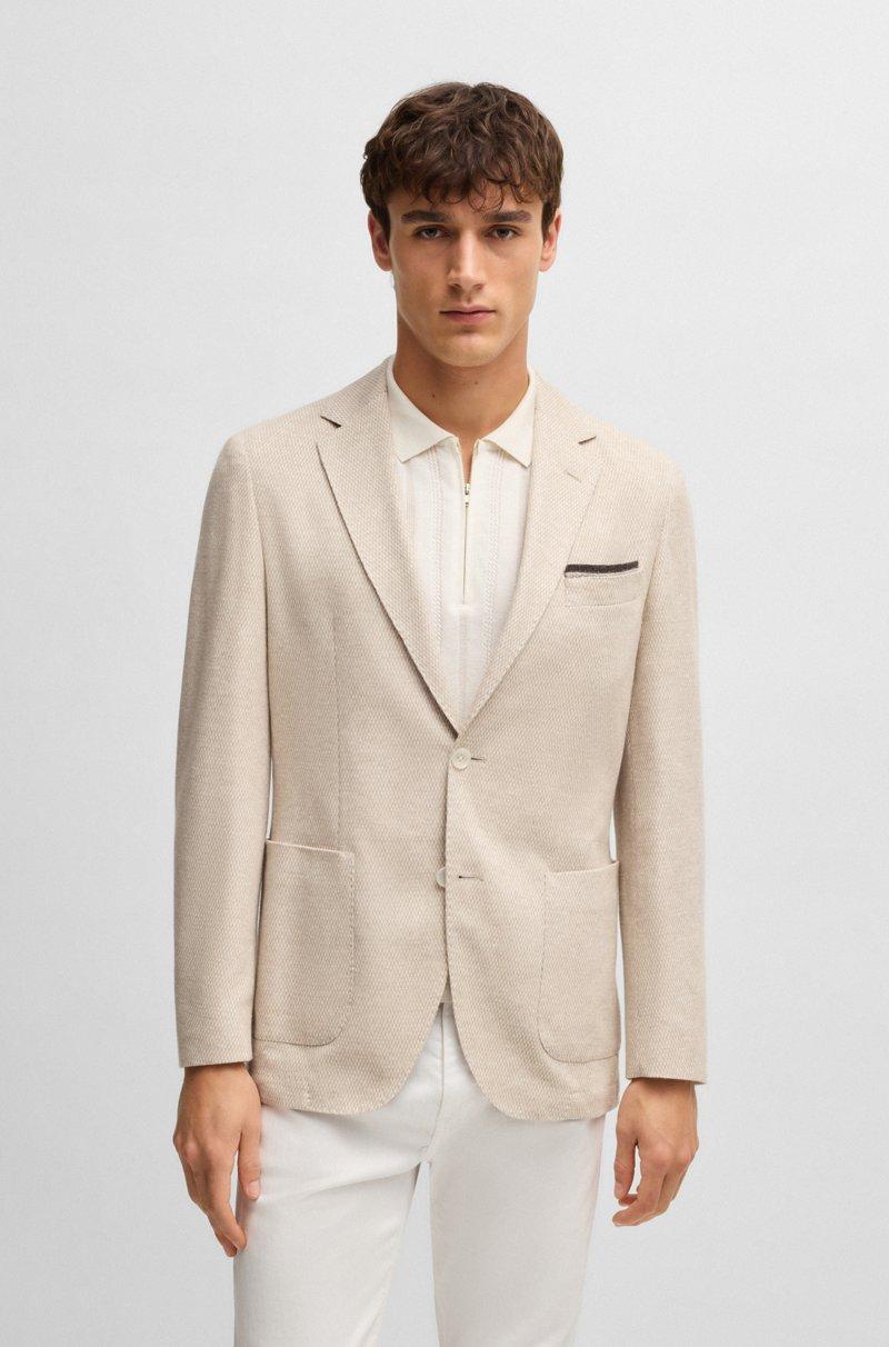 Hugo Boss Pañuelo De Bolsillo De Seda Y Lino Con Borde En Contraste