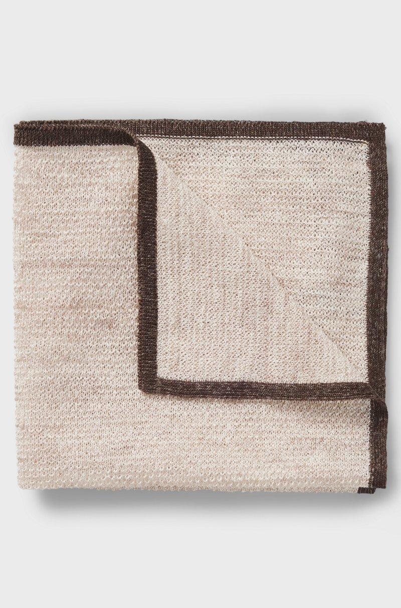 Hugo Boss Pañuelo de bolsillo de seda y lino con borde en contraste