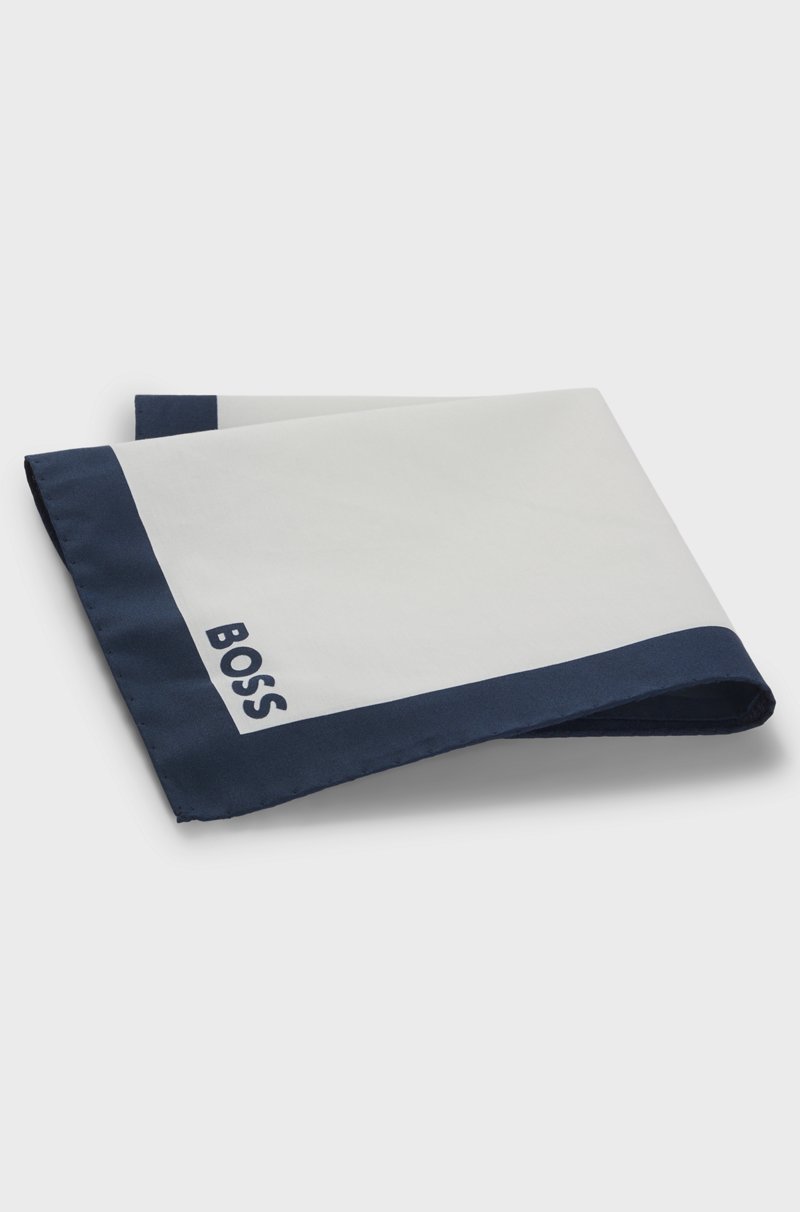 Hugo Boss Pañuelo De Bolsillo En Algodón Con Borde Y Logo Estampado