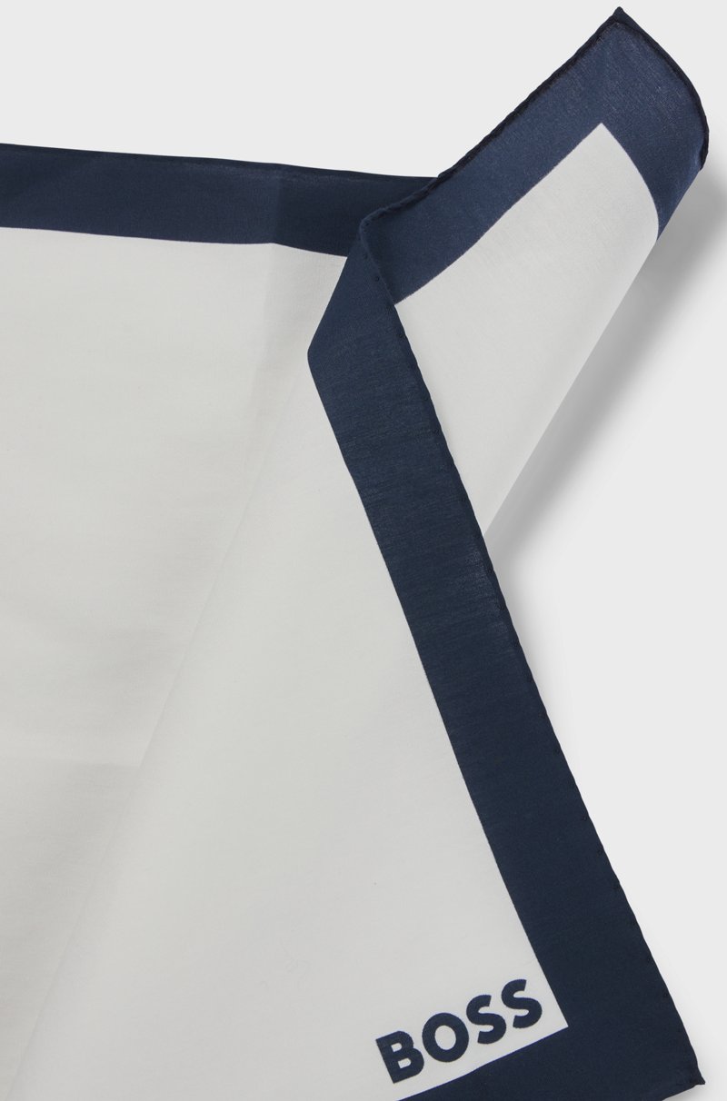 Hugo Boss Pañuelo De Bolsillo En Algodón Con Borde Y Logo Estampado