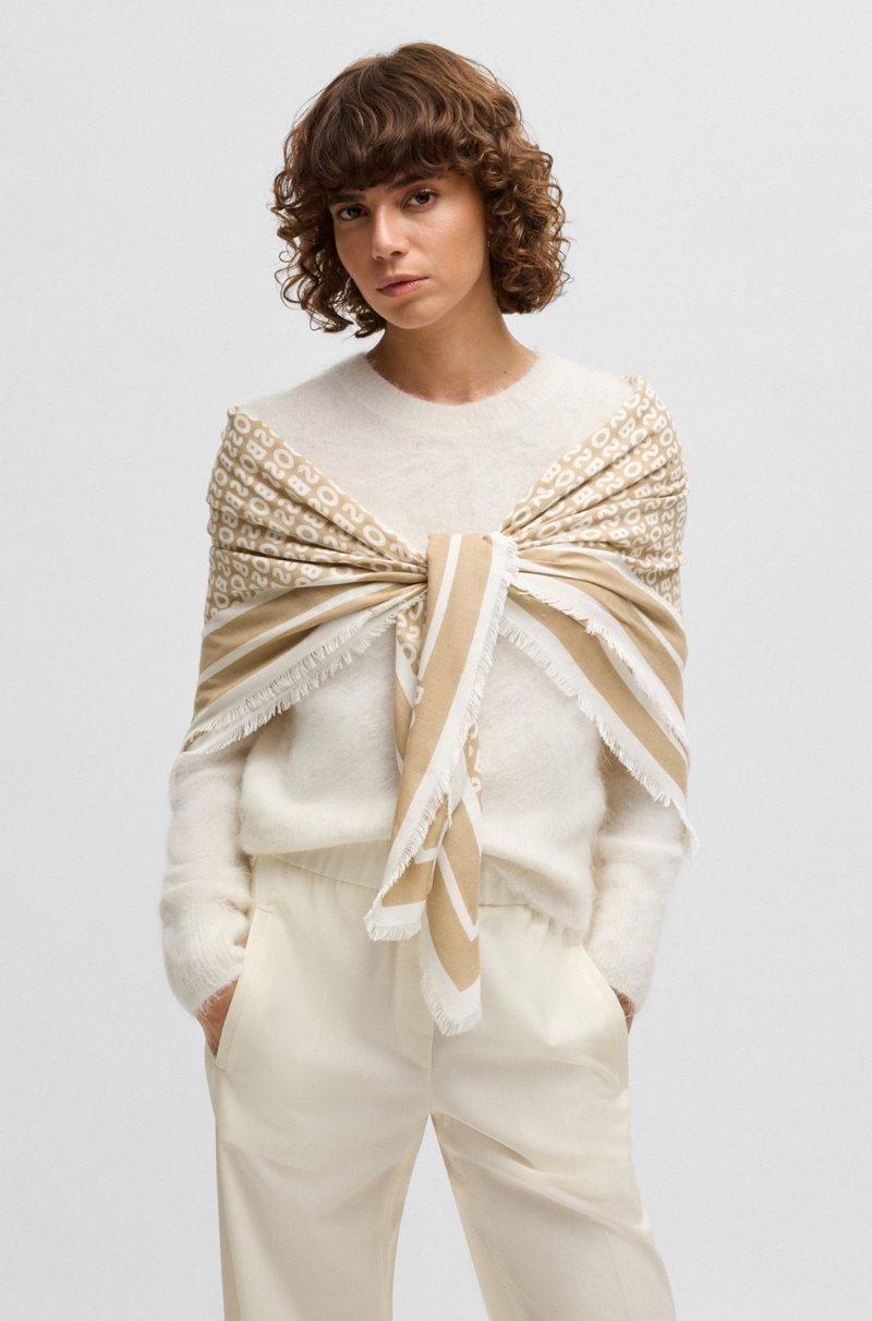 Hugo Boss Pañuelo De Modal Y Seda Con Logo Estampado