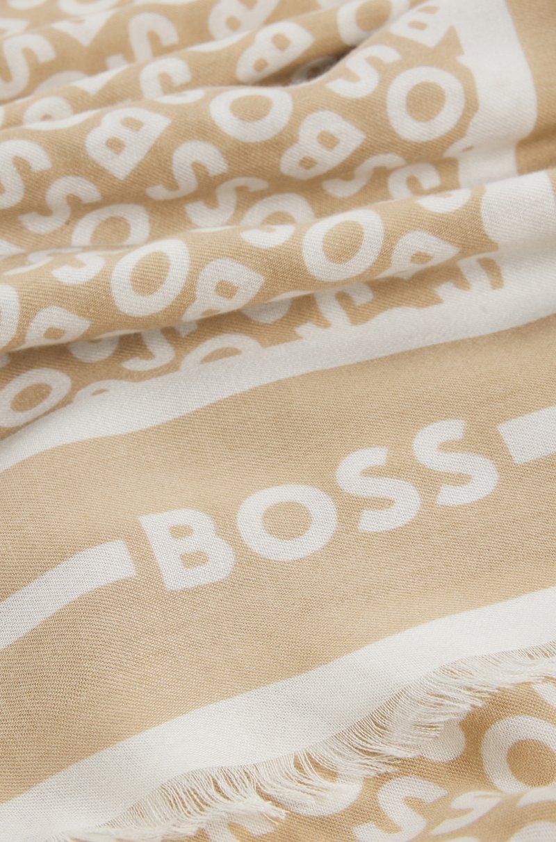 Hugo Boss Pañuelo De Modal Y Seda Con Logo Estampado