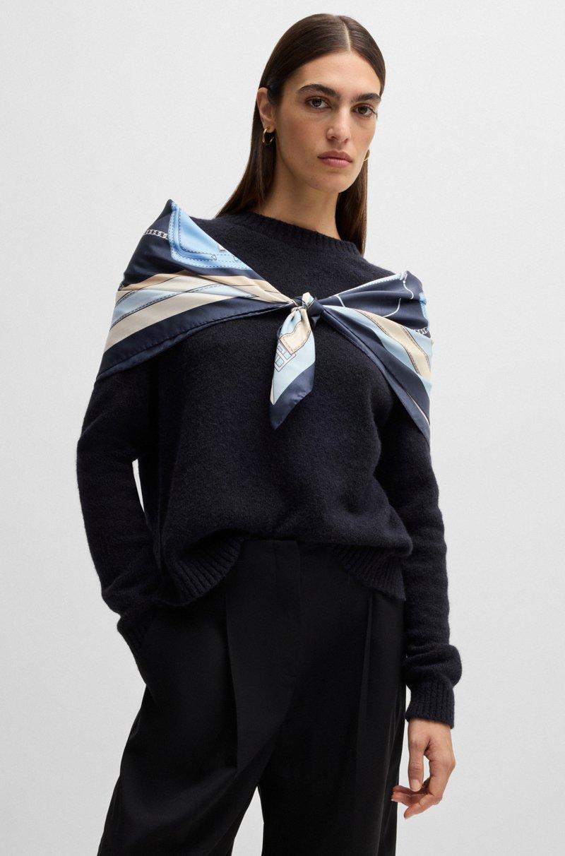 Hugo Boss Pañuelo De Sarga De Seda Estampada Hecho En Italia