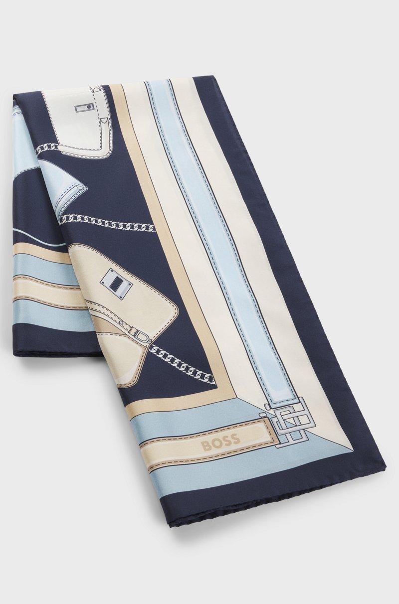 Hugo Boss Pañuelo De Sarga De Seda Estampada Hecho En Italia