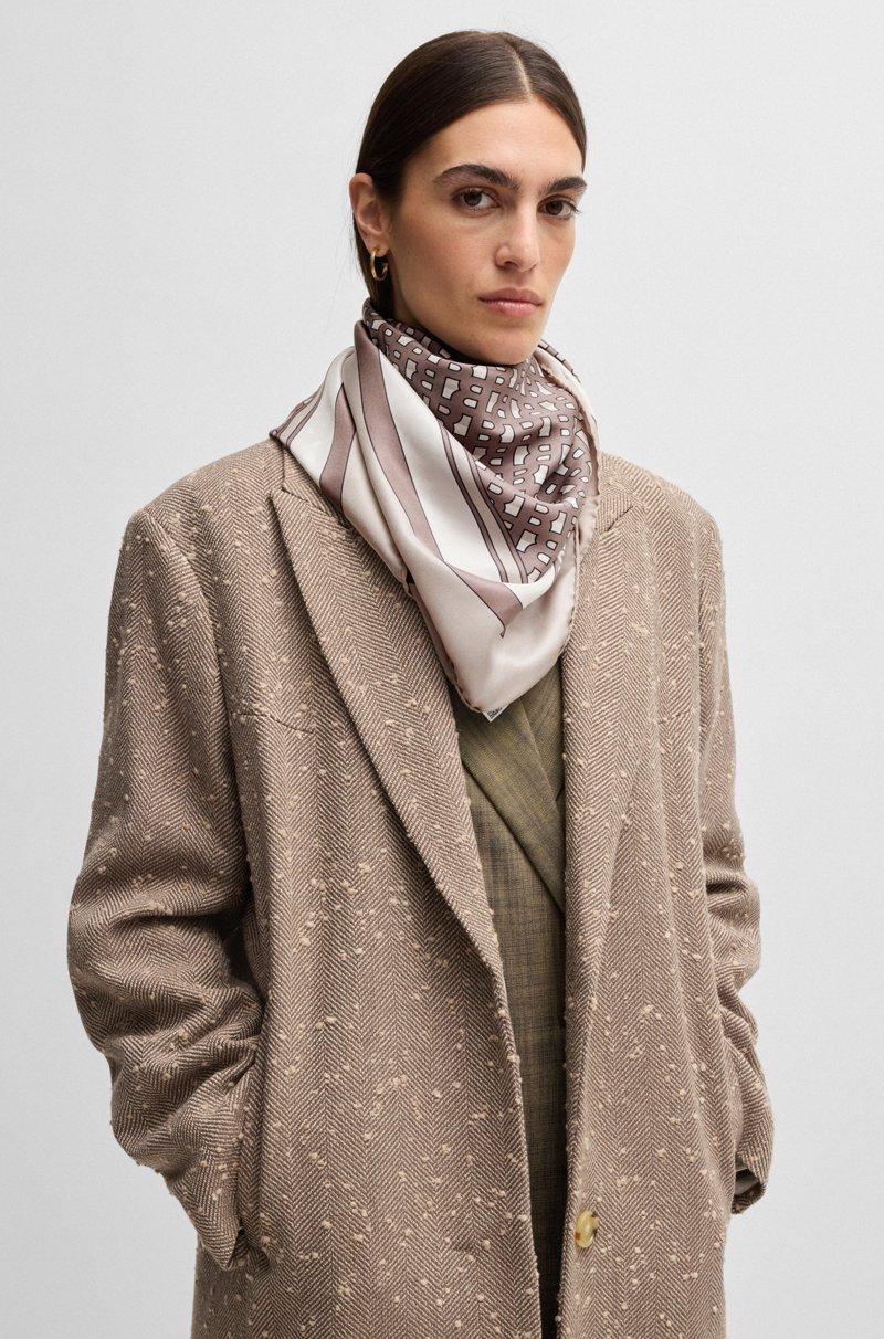 Hugo Boss Pañuelo De Sarga De Seda Estampada Hecho En Italia