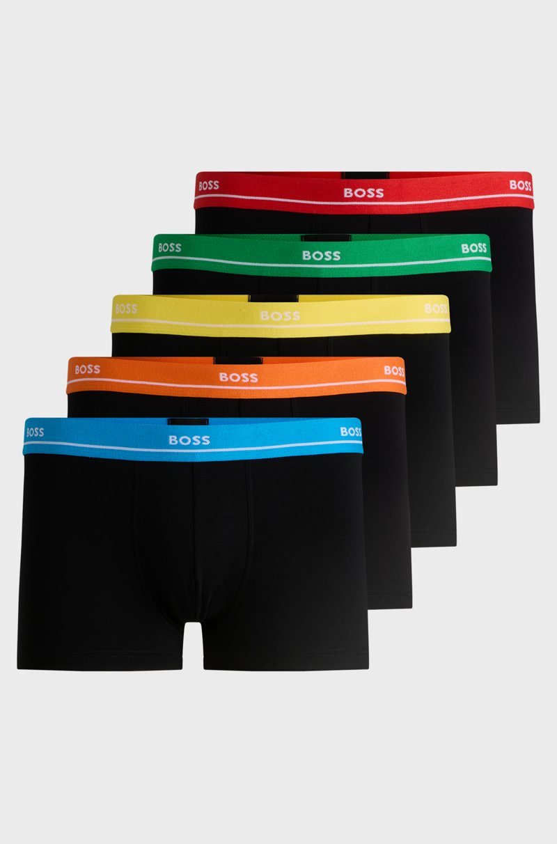 Hugo Boss Paquete de cinco calzoncillos de algodón elástico con logotipo en la cinturilla