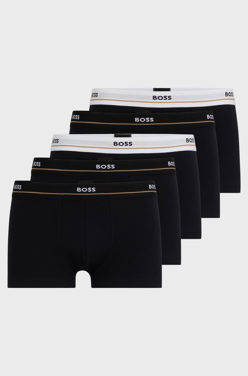 Hugo Boss Paquete de cinco calzoncillos de algodón elástico con logos en la cintura