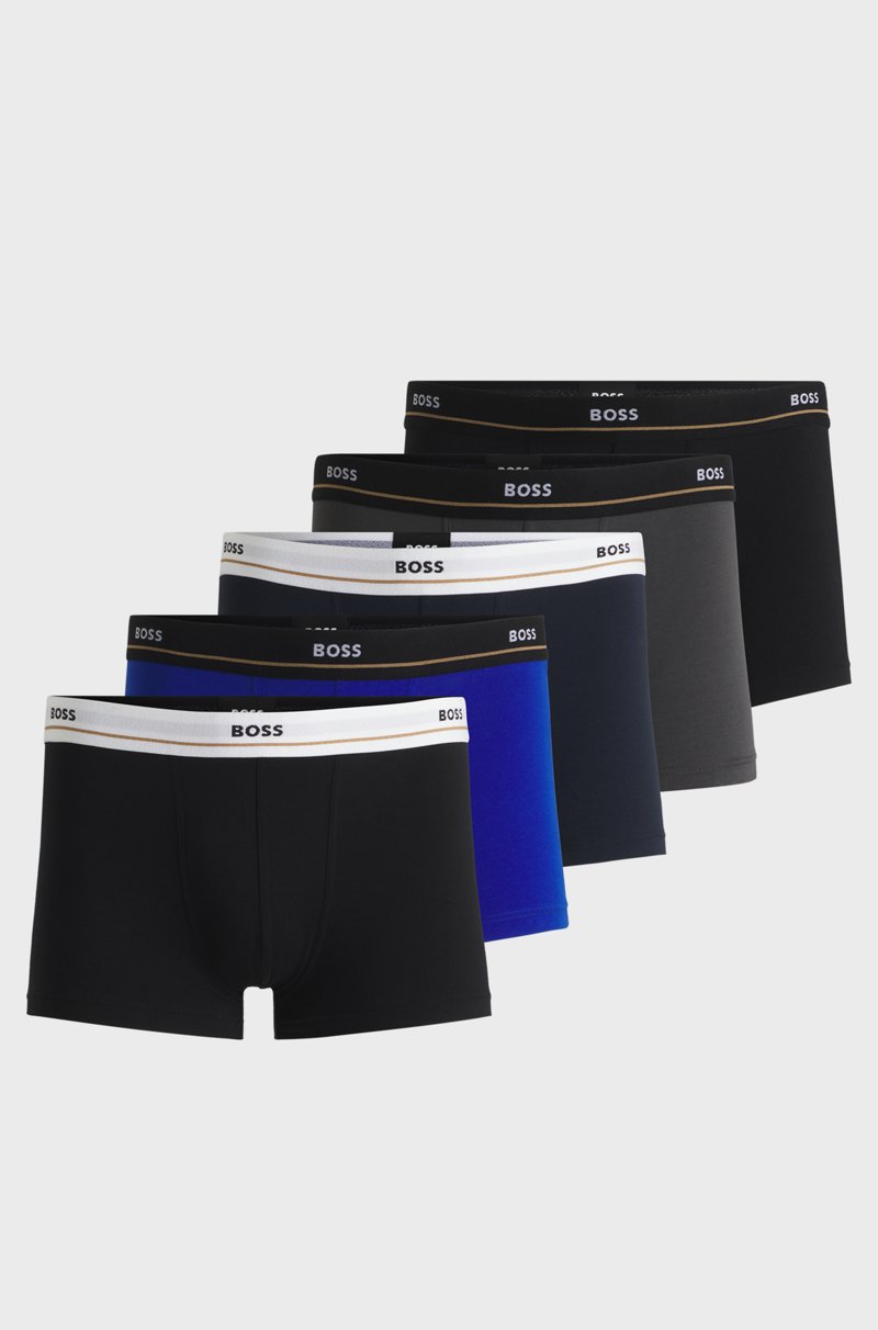 Hugo Boss Paquete de cinco calzoncillos de algodón elástico con logo en la cintura