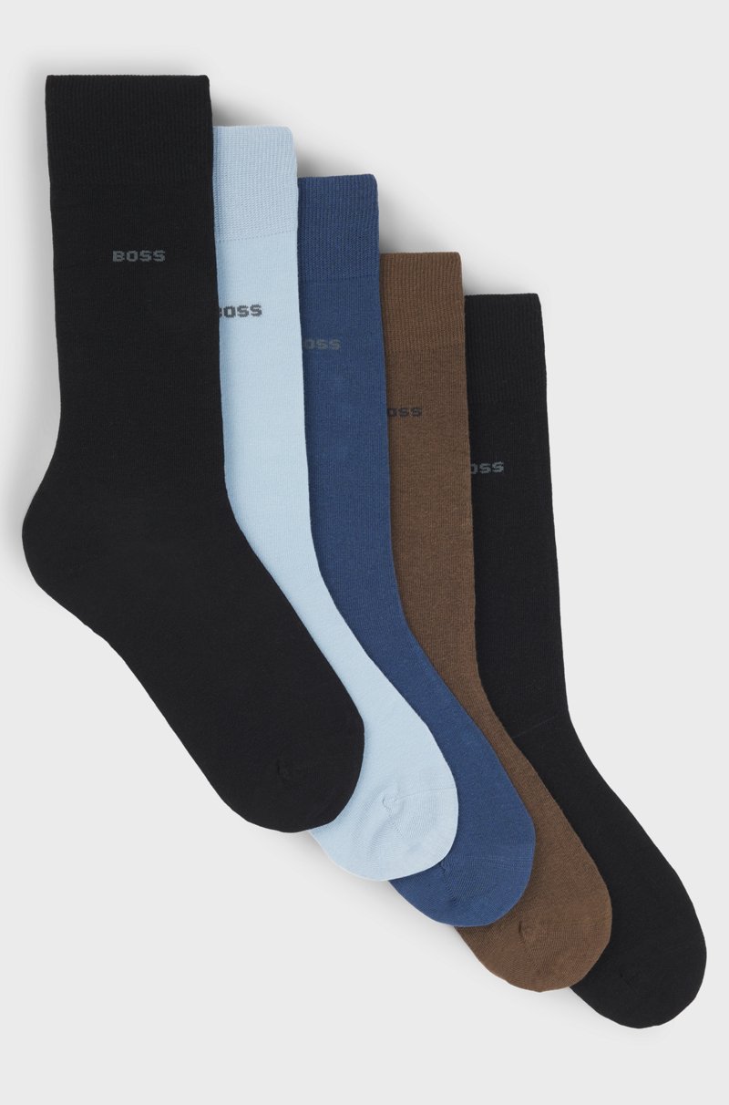 Hugo Boss Paquete de cinco pares de calcetines de largo medio en algodón