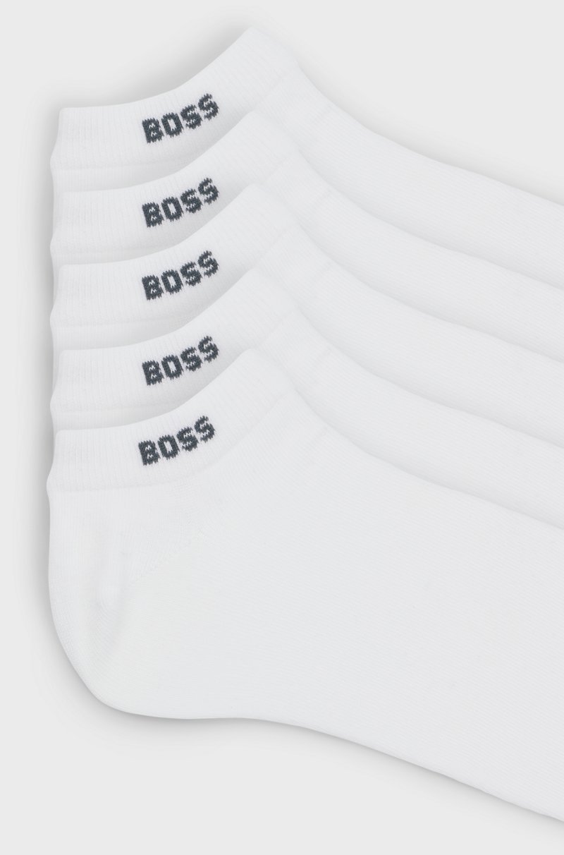Hugo Boss Paquete De Cinco Pares De Calcetines Tobilleros En Mezcla De Algodón Con La Marca