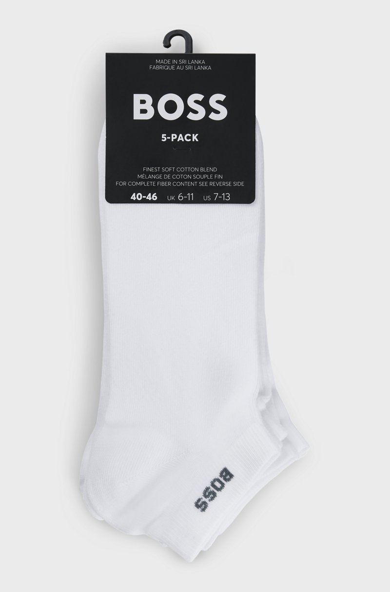 Hugo Boss Paquete De Cinco Pares De Calcetines Tobilleros En Mezcla De Algodón Con La Marca