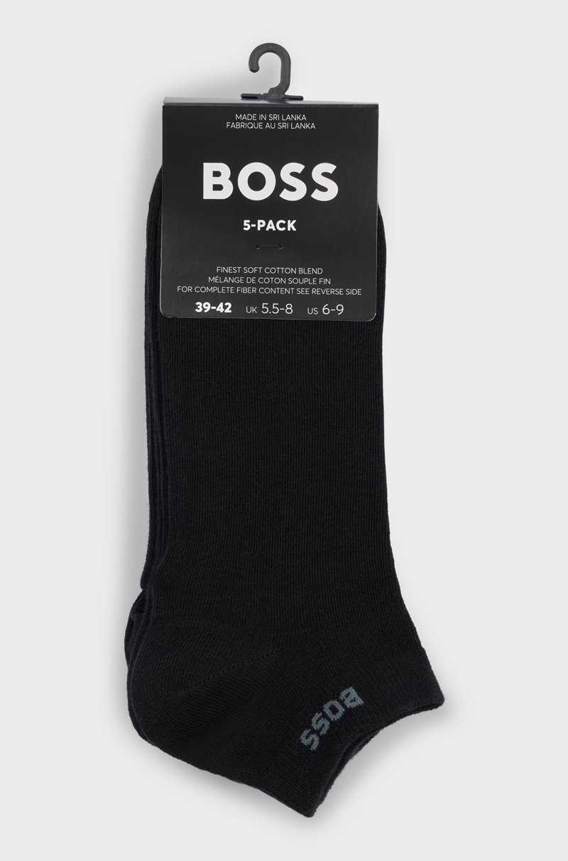 Hugo Boss Paquete De Cinco Pares De Calcetines Tobilleros En Mezcla De Algodón Con La Marca