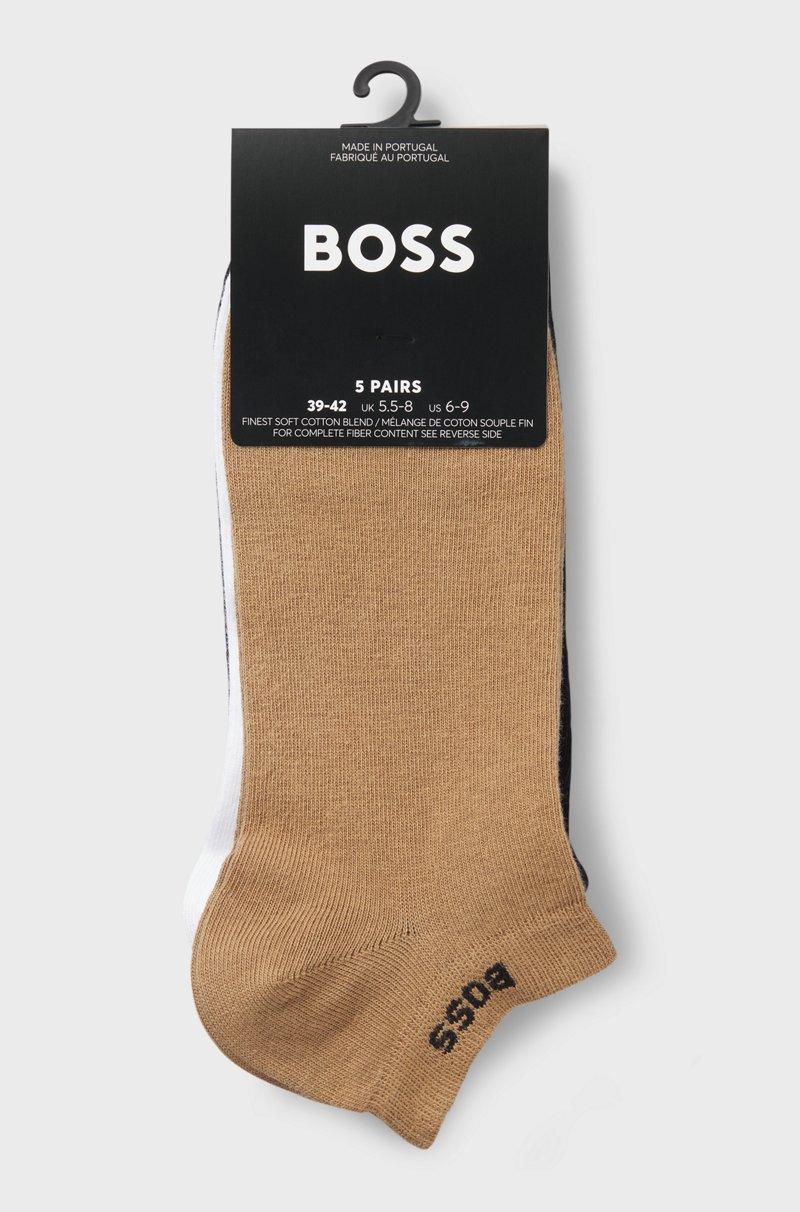 Hugo Boss Paquete De Cinco Pares De Calcetines Tobilleros En Mezcla De Algodón Con La Marca
