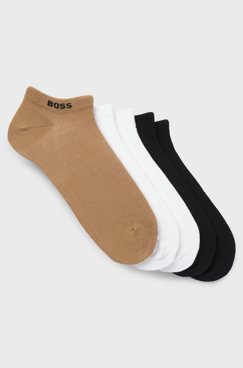 Hugo Boss Paquete de cinco pares de calcetines tobilleros en mezcla de algodón con la marca