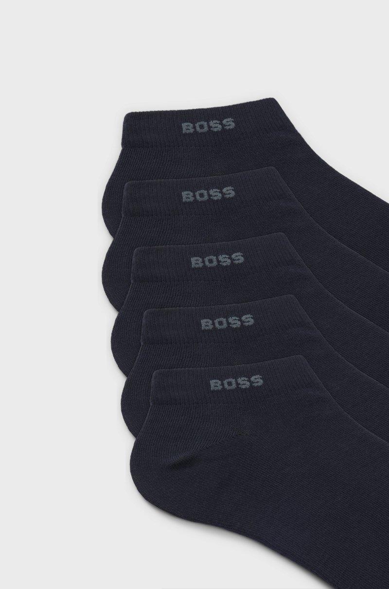 Hugo Boss Paquete De Cinco Pares De Calcetines Tobilleros En Mezcla De Algodón Con La Marca