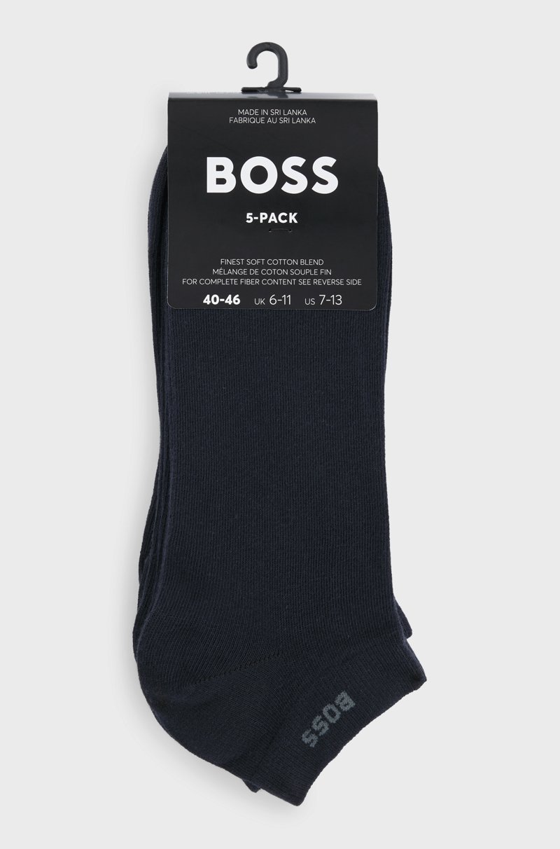 Hugo Boss Paquete De Cinco Pares De Calcetines Tobilleros En Mezcla De Algodón Con La Marca