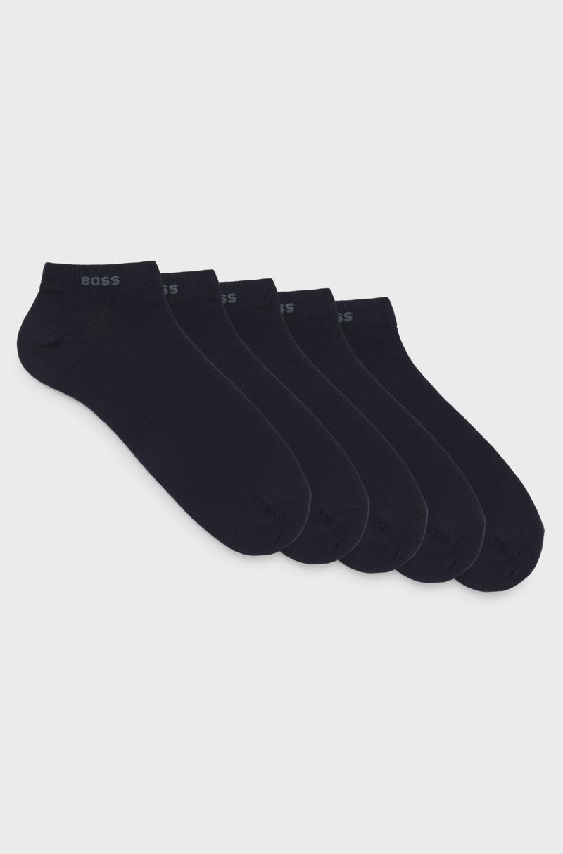 Hugo Boss Paquete de cinco pares de calcetines tobilleros en mezcla de algodón con la marca