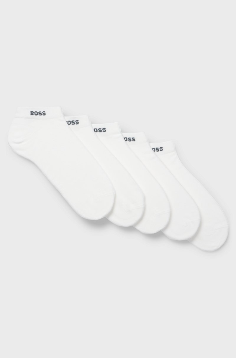 Hugo Boss Paquete de cinco pares de calcetines tobilleros en mezcla de algodón con la marca